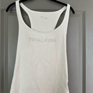 Aerie White Tank Top with Silver Detail